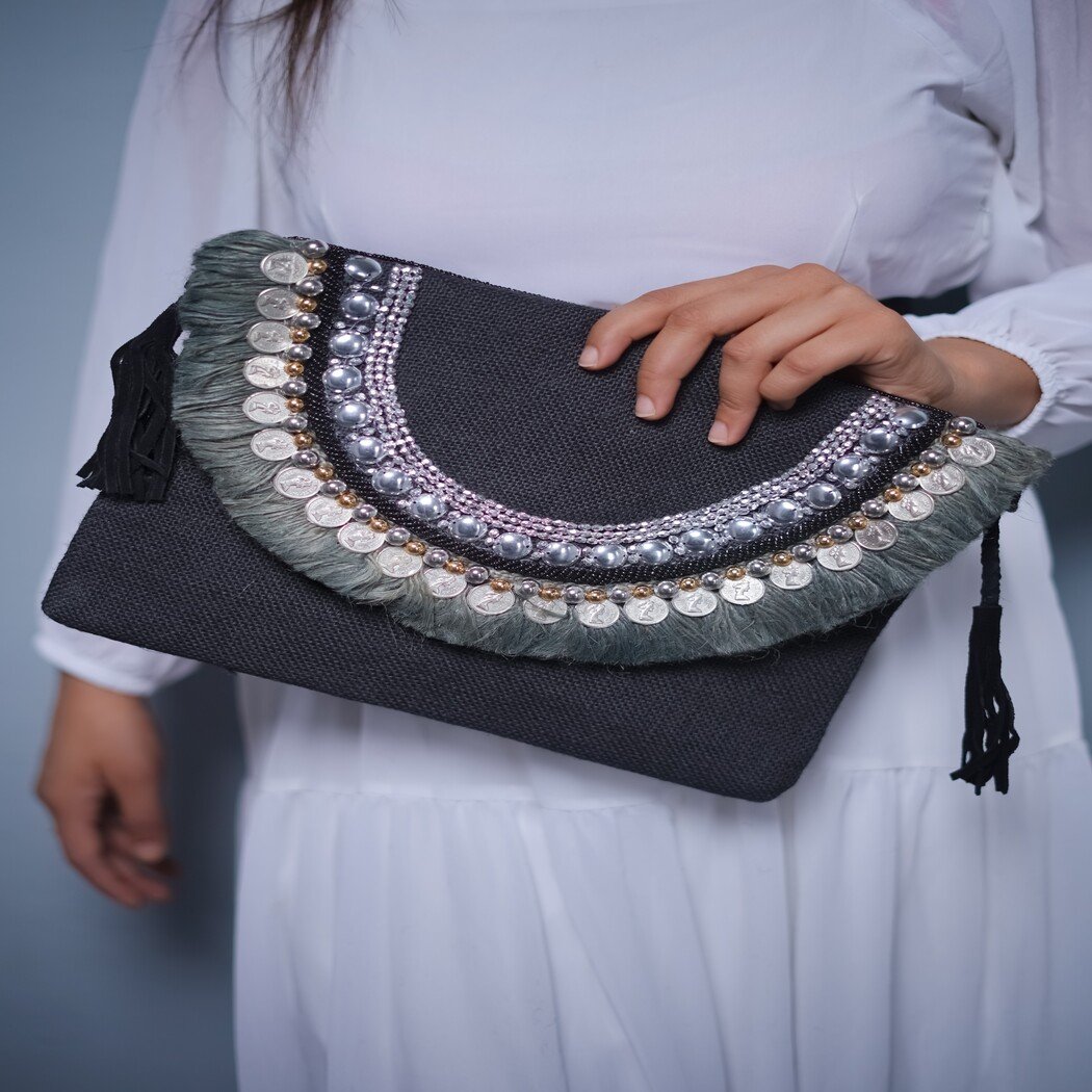 Hand Embroidered Beaded Clutch 5